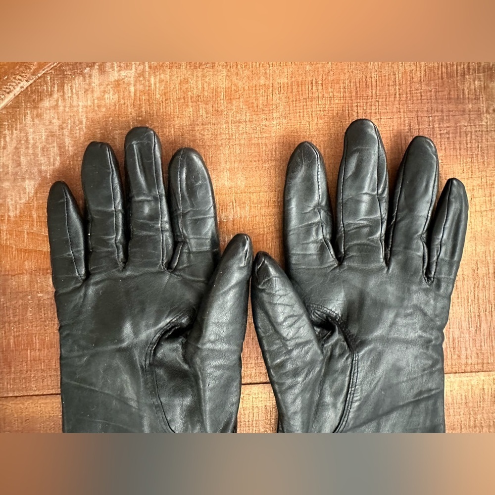 Vintage Classic 100% Fur Lining Genuine Leather Black Gloves - Picture 8 of 12
